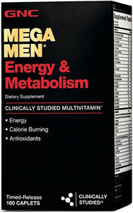 GNC Mega Men Energy & Metabolism Multivitamin – Supports Energy, Focus & Calorie Burning | 180 Tablets
