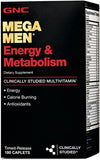 GNC Mega Men Energy & Metabolism Multivitamin – Supports Energy, Focus & Calorie Burning | 180 Tablets