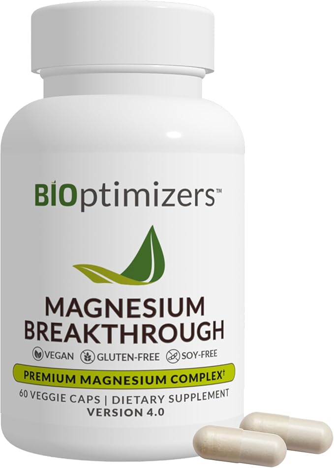 BIOptimizers Magnesium Breakthrough – 7 Forms of Magnesium for Sleep, Stress Relief & Brain Support – 60 Capsules