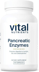 Vital Nutrients Pancreatic Enzymes 1000mg | Full-Strength Digestive Enzyme Supplement with Protease, Amylase & Lipase | Gut Health Support | 90 Capsules