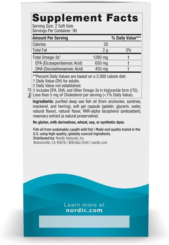 Nordic Naturals Ultimate Omega – Lemon Flavor, 180 Soft Gels | 1280mg High-Potency Fish Oil with EPA & DHA | Brain, Heart & Immune Support | Non-GMO, 90 Servings