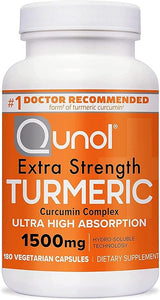 Qunol Turmeric Curcumin 1500mg – Extra Strength Ultra High Absorption Joint Support Supplement | Powerful Anti-Inflammatory & Antioxidant Formula – 180 Capsules (2-Month Supply)