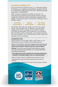 Nordic Naturals Ultimate Omega 2X – High Potency Fish Oil 2150mg | Lemon Flavor | 120 Softgels – EPA & DHA for Heart, Brain & Immune Health | Non-GMO, 60 Servings