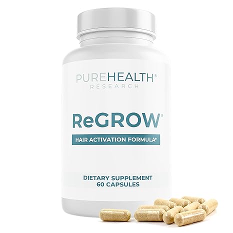 ReGrow Hair Activation Formula by PureHealth Research – Hair Growth Vitamins with Biotin & Saw Palmetto | Natural Hair Loss Treatment for Thicker, Fuller Hair – For Women & Men