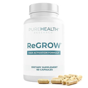 ReGrow Hair Activation Formula by PureHealth Research – Hair Growth Vitamins with Biotin & Saw Palmetto | Natural Hair Loss Treatment for Thicker, Fuller Hair – For Women & Men