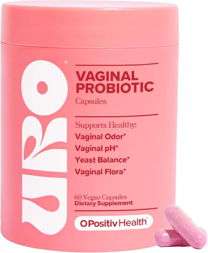 O Positiv URO Vaginal Probiotics for Women – pH Balance & Odor Control Supplement with Prebiotics & Lactobacillus Blend | Supports Healthy Vaginal Flora – 60 Capsules