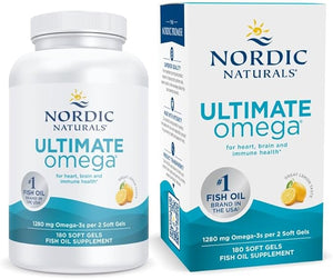 Nordic Naturals Ultimate Omega – Lemon Flavor, 180 Soft Gels | 1280mg High-Potency Fish Oil with EPA & DHA | Brain, Heart & Immune Support | Non-GMO, 90 Servings