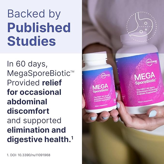 Microbiome Labs MegaSporeBiotic – Advanced Spore-Based Probiotic for Gut & Digestive Health | Clinically Proven, Shelf-Stable Probiotic Supplement for Men & Women – 60 Capsules