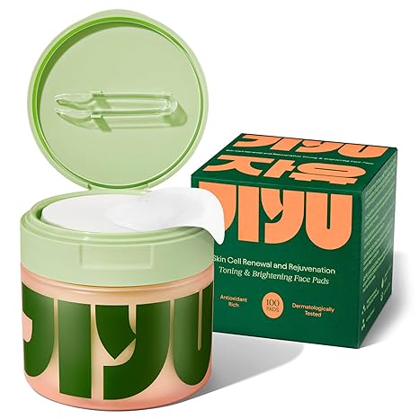 JiYu Toning Polish Pads – Korean Exfoliating & Brightening Facial Pads with Snail Mucin, Niacinamide & Peptides (100 Ct)