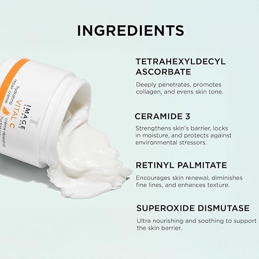 IMAGE Skincare VITAL C Hydrating Repair Crème – Night Cream Moisturizer with Hyaluronic Acid for Dry & Sensitive Skin