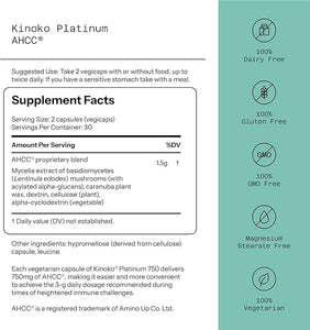 Quality of Life Kinoko Platinum AHCC 750mg – Advanced Immune Support & Liver Health Supplement – 60 Veggie Capsules