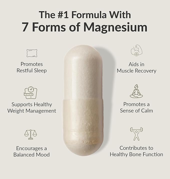 BIOptimizers Magnesium Breakthrough – 7 Forms of Magnesium for Sleep, Stress Relief & Brain Support – 60 Capsules