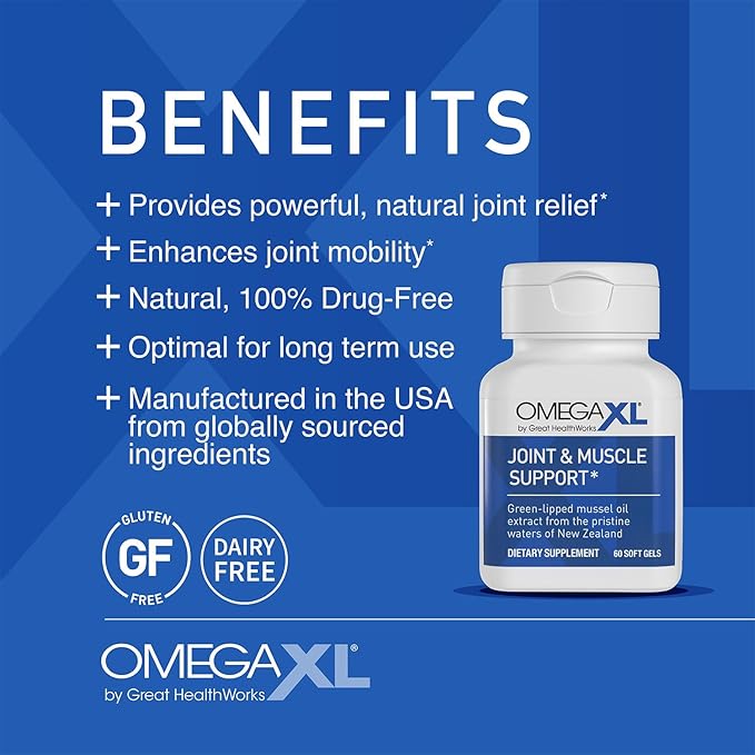 OmegaXL Joint & Muscle Support – 120 Softgels | Natural Inflammation Relief with Green-Lipped Mussel Oil | Drug-Free, High-Potency Omega-3 Supplement
