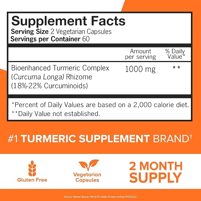 Qunol Turmeric Curcumin 1000mg – Extra Strength Joint Support Supplement with Ultra High Absorption | Antioxidant & Anti-Inflammatory Capsules – 120 Count (2-Month Supply)