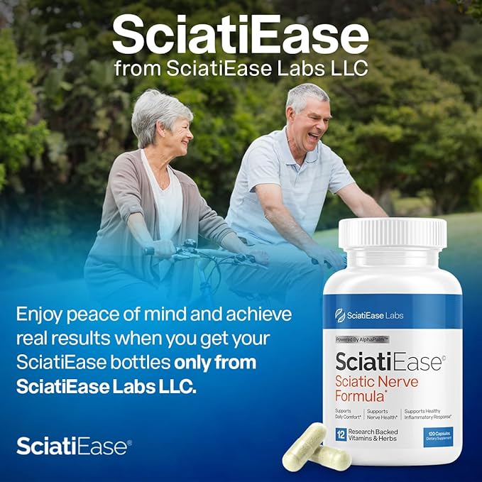 SciatiEase Sciatic Nerve Health Support Supplement – Advanced Nerve Support Formula with Alpha Lipoic Acid, PEA & B Vitamins – 120 Capsules