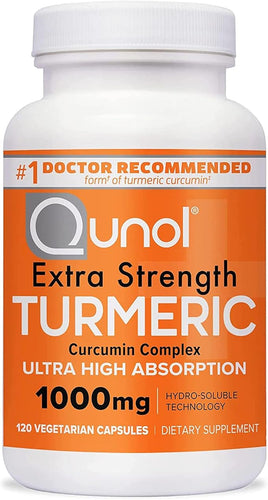 Qunol Turmeric Curcumin 1000mg – Extra Strength Joint Support Supplement with Ultra High Absorption | Antioxidant & Anti-Inflammatory Capsules – 120 Count (2-Month Supply)
