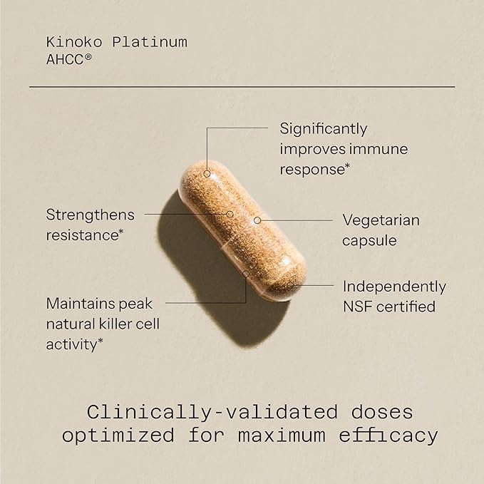 Quality of Life Kinoko Platinum AHCC 750mg – Advanced Immune Support & Liver Health Supplement – 60 Veggie Capsules