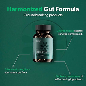 BIOMA Probiotics for Digestive Health – Gut Support for Men & Women with XOS Prebiotics, Tributyrin & Bifidobacterium – Vegan, Gluten-Free, 60 Capsules