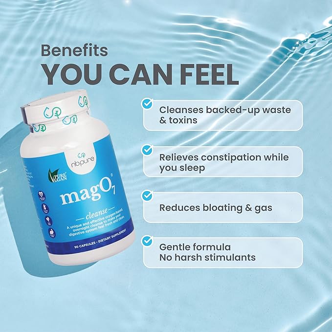 nbpure MagO7 – Natural Colon Cleanse & Detox | Oxygen-Powered Digestive Cleanser for Men & Women | Constipation Relief, Bloating & Gut Support | 90 Capsules