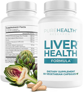 PUREHEALTH RESEARCH Liver Health Supplement – Liver Cleanse, Detox & Repair with Milk Thistle, Dandelion Root, Turmeric & Beet Root – 11 Natural Nutrients – 60 Capsules