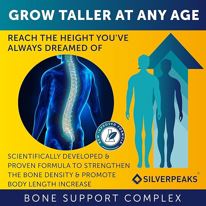 Growth Capsules to Grow Taller – Natural Height Growth Maximizer for Adults, Teens & Kids | Calcium & Herbal Formula for Bone Strength | USA Made, Hormone-Free Supplement