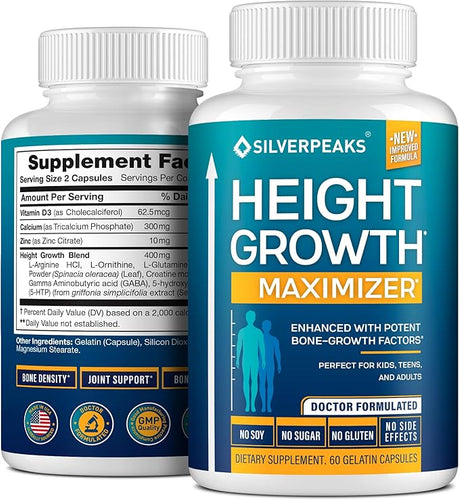 Growth Capsules to Grow Taller – Natural Height Growth Maximizer for Adults, Teens & Kids | Calcium & Herbal Formula for Bone Strength | USA Made, Hormone-Free Supplement