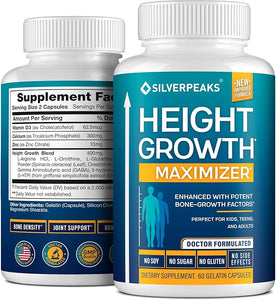 Growth Capsules to Grow Taller – Natural Height Growth Maximizer for Adults, Teens & Kids | Calcium & Herbal Formula for Bone Strength | USA Made, Hormone-Free Supplement