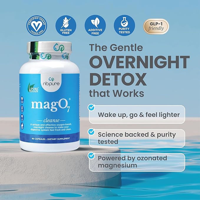 nbpure MagO7 – Natural Colon Cleanse & Detox | Oxygen-Powered Digestive Cleanser for Men & Women | Constipation Relief, Bloating & Gut Support | 90 Capsules